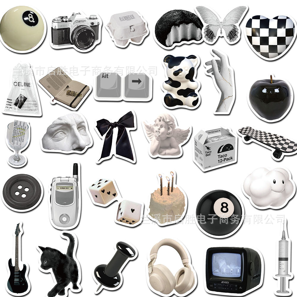 Wholesale Black and White Minimalist Style Waterproof PVC Stickers